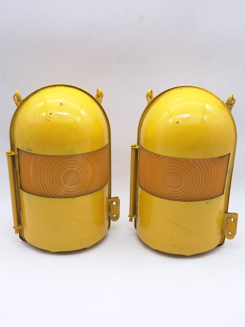 Pair of Nicoln Signal Lamps Made in Belgium